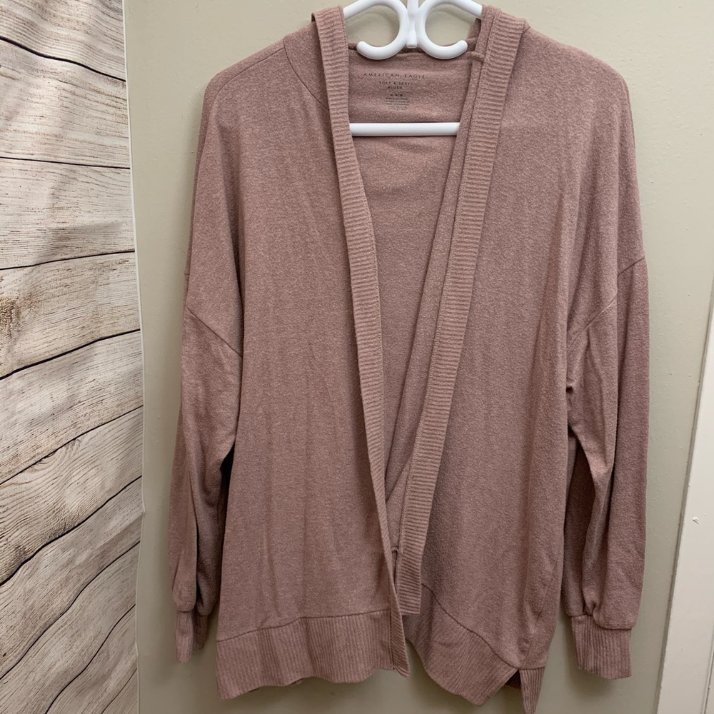 AE | Oversized Hooded Open Cardigan in Duty Rose